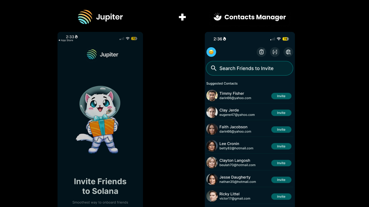 Jupiter Invite Friends Interface
